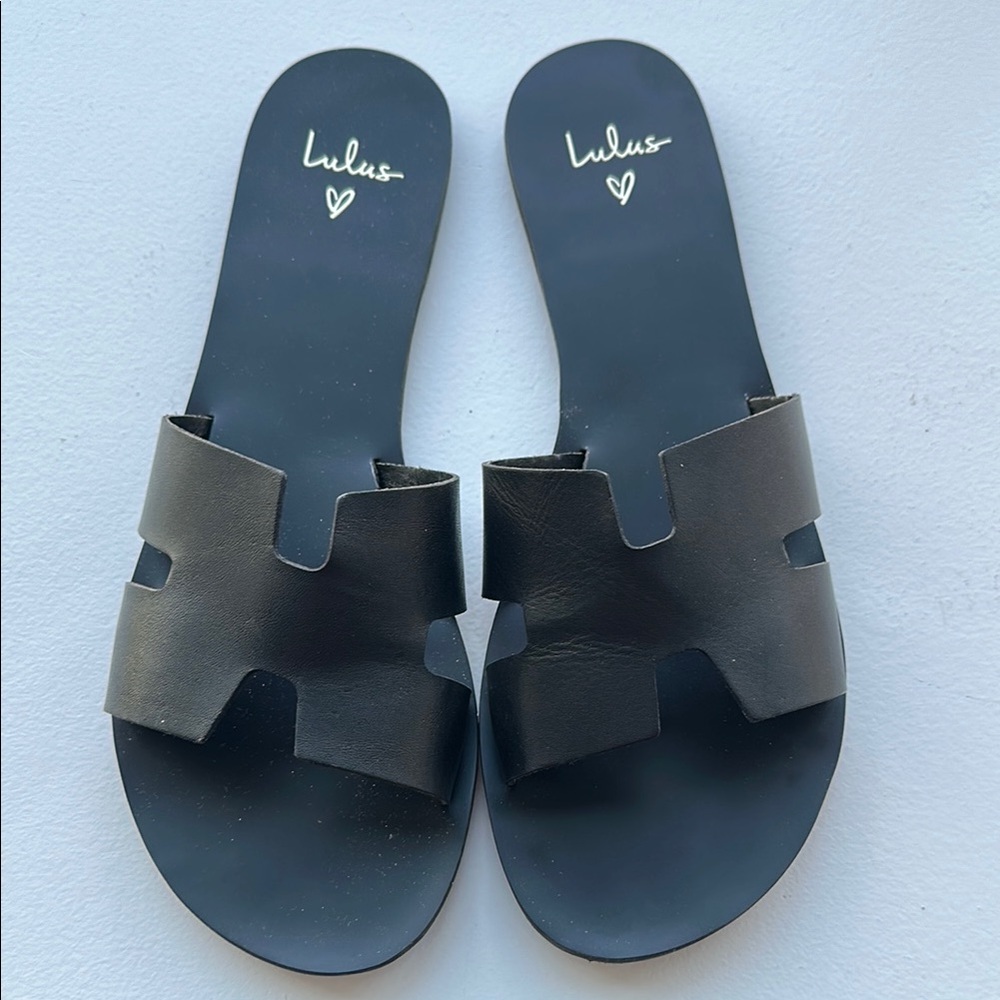 Lulu's Elegant Black Slide Sandals